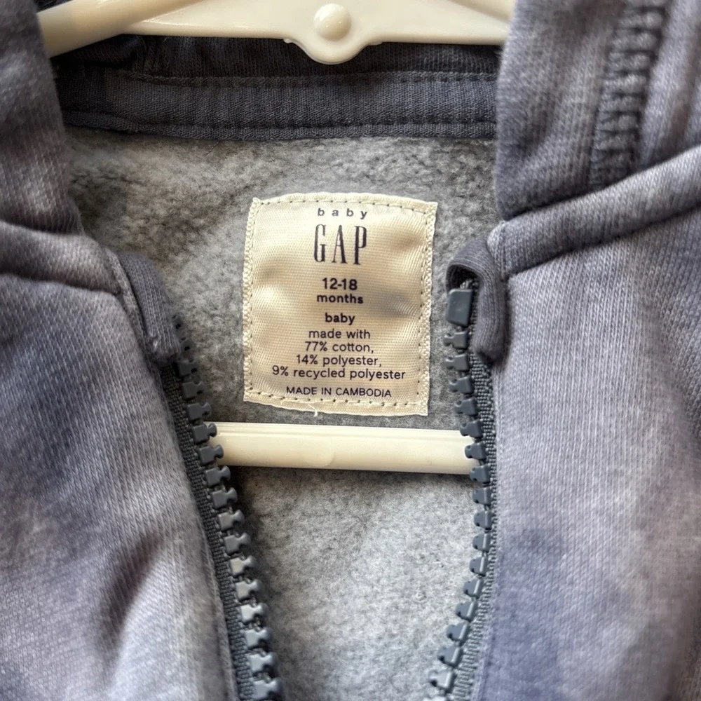 Baby Gap 12-18 Mos Tie Dye Hoodie One Piece‎ Blue Logo Sweatshirt Material